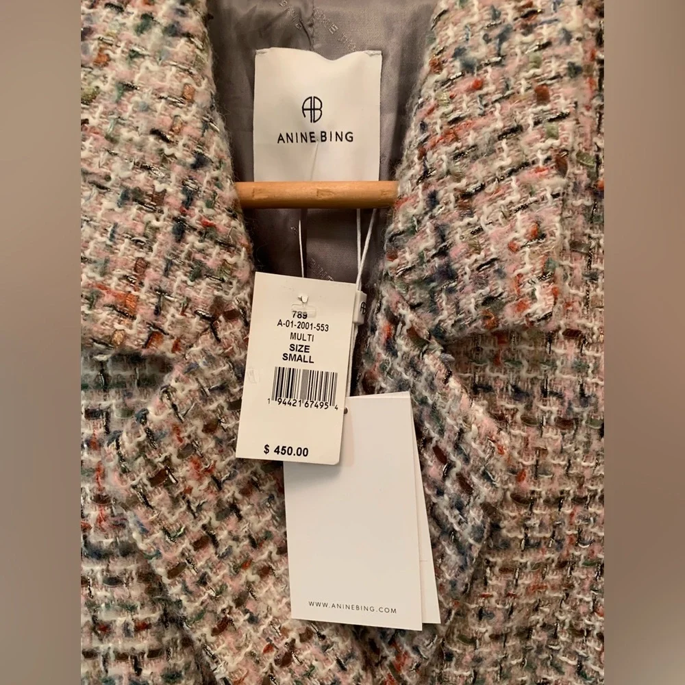 Anine Bing Diana Tweed Blazer Lavender Size Small NEW RARE - Picture 7 of 16